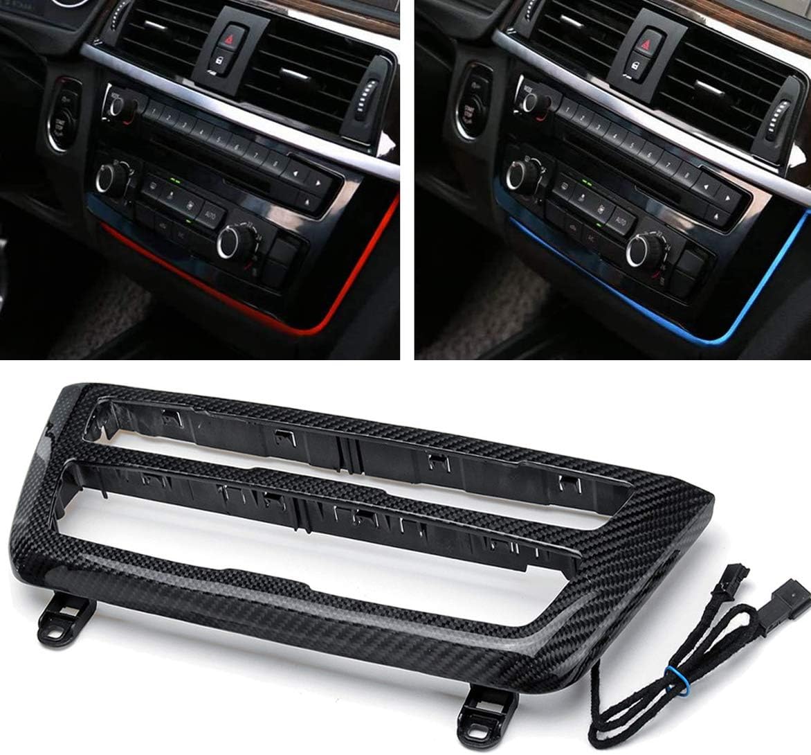 Car Center Console LED Lights Interior Ambient Lighting for BMW 3 Series 4 Series F30 F35 3GT M3 2012 2013 2014 2015 2016-2019 Carbon Fiber Replacement Trim Air Conditioning AC Panel Auto Accessories Pack of 2