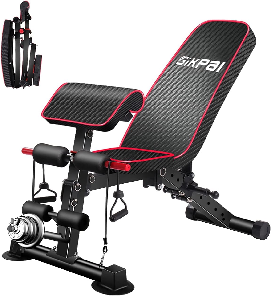 GIKPAL Adjustable Weight Bench - 8 Positions, Flat/Incline/Decline Folding FID Utility Bench, Foldable Exercise Workout Bench for Home Gym, 300lbs Capacity