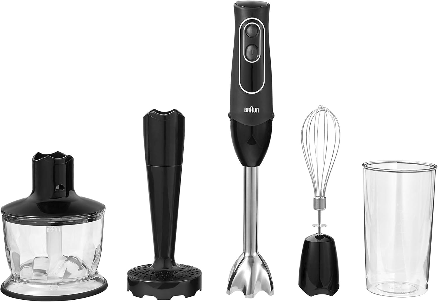 Braun MultiQuick 5 Immersion Hand Blender Patented Technology - Powerful 350 Watt - Dual Speed - Includes Beaker, Whisk, 505, Black Pack of 2