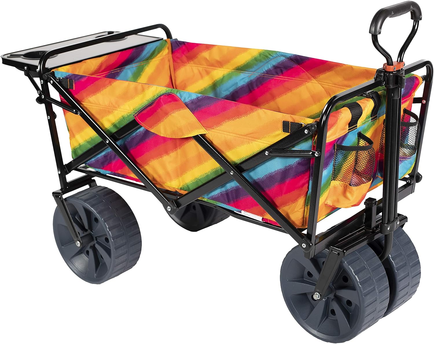 MacSports Collapsible Outdoor Folding Wagon with Side Table, Perfect Beach Wagon for Camping, Concerts, and More &ndash; Rainbow
