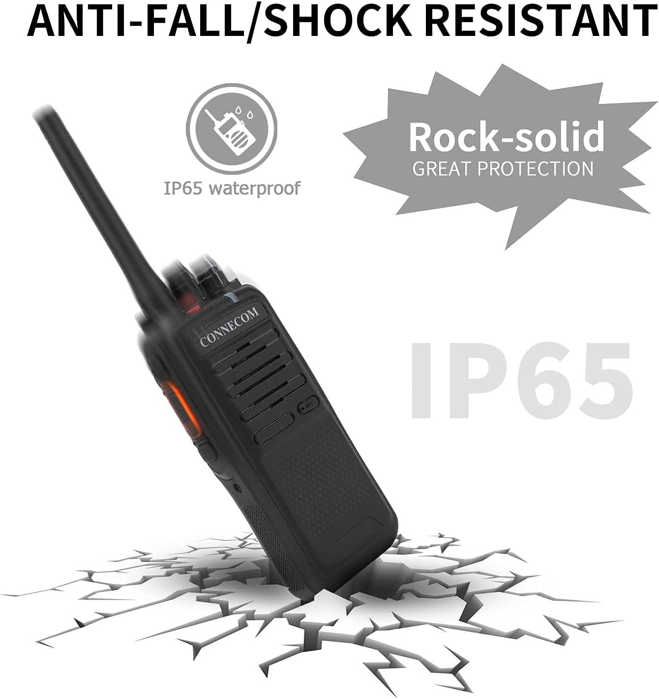 Digital & Analog Two Way Radios - CONNECOM Business Rechargeable 4W High Power Walkie Talkies Suitable for Commercial, Construction, Warehouse Worker, Industrial Factory, Docks, etc. GD100 4Pack