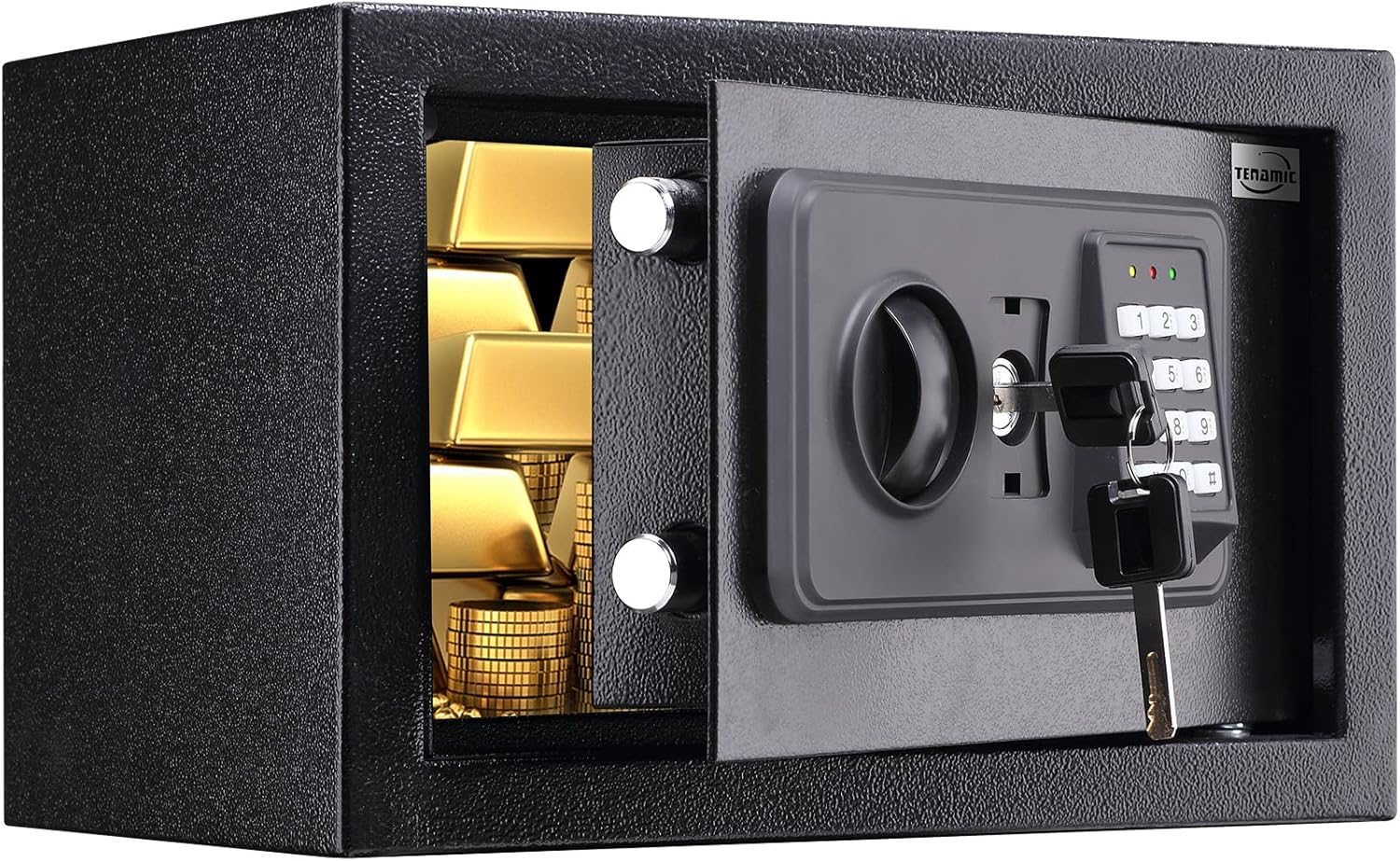 TENAMIC Safe Box 0.44 Cubic Feet Electronic Digital Security Box, Keypad Lock Box Cabinet Safes, Solid Alloy Steel Office Hotel Home Safe, Black