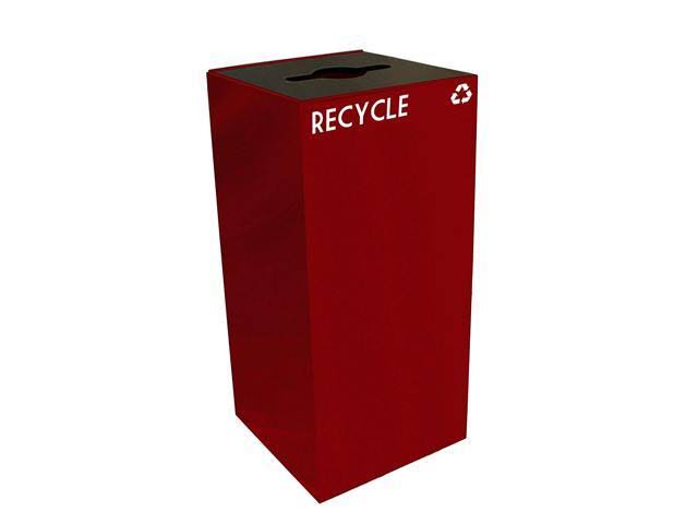 Witt Industries 32gc04-sc Geocube Recycling Receptacle with Combination Slot/Round OPENING, Steel, 32 gal, Scarlet (Set of 2)