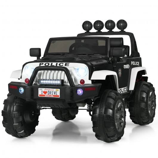 12V Kids Spring Suspension Ride on Truck-Black u0026 White