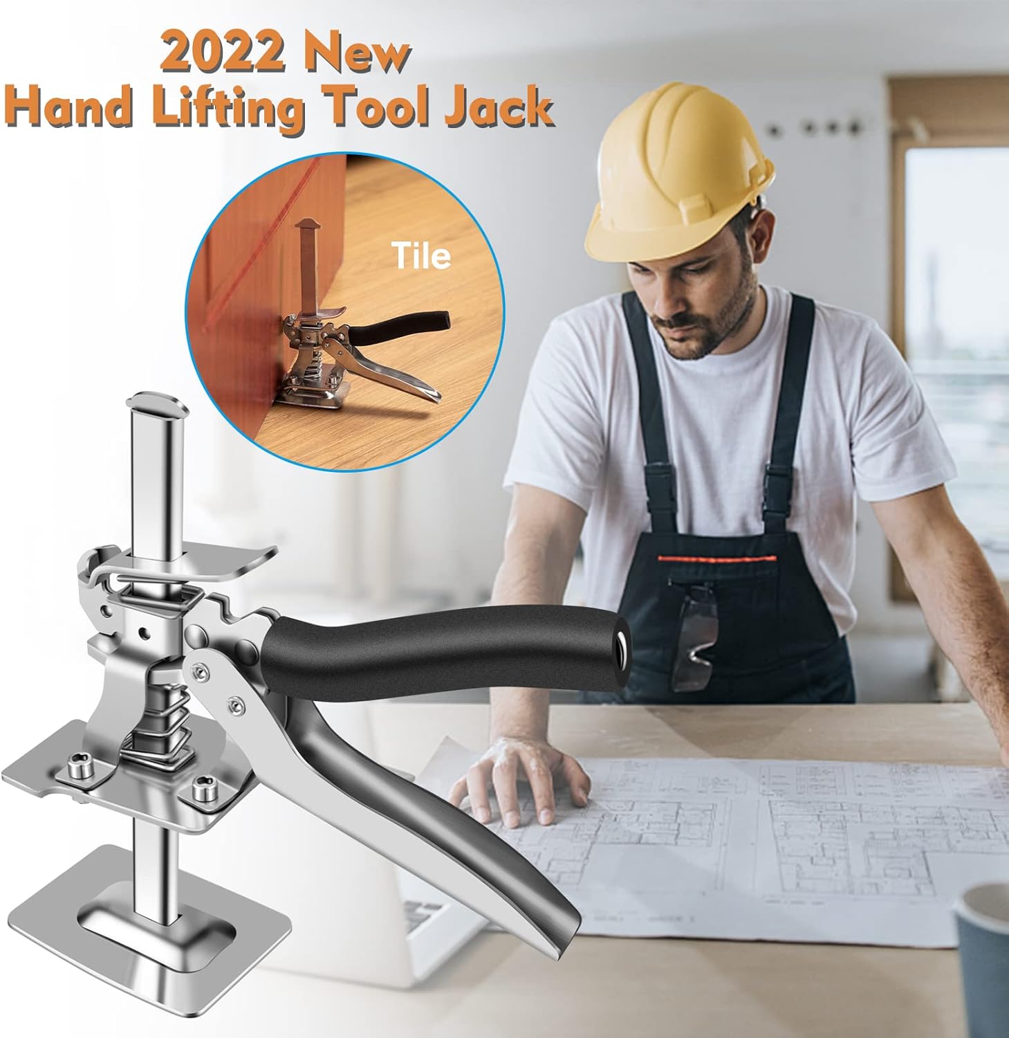 Hand Lifting Tool Jack Set, Labor-Saving Arm Jack Solid Metal Handheld Door Cabinet Drywall Lifter Jack, Wall Tile Height Adjuster Tool for Installation of Doors,Windows, Cabinets,Tiles and Etc, 2 Pcs