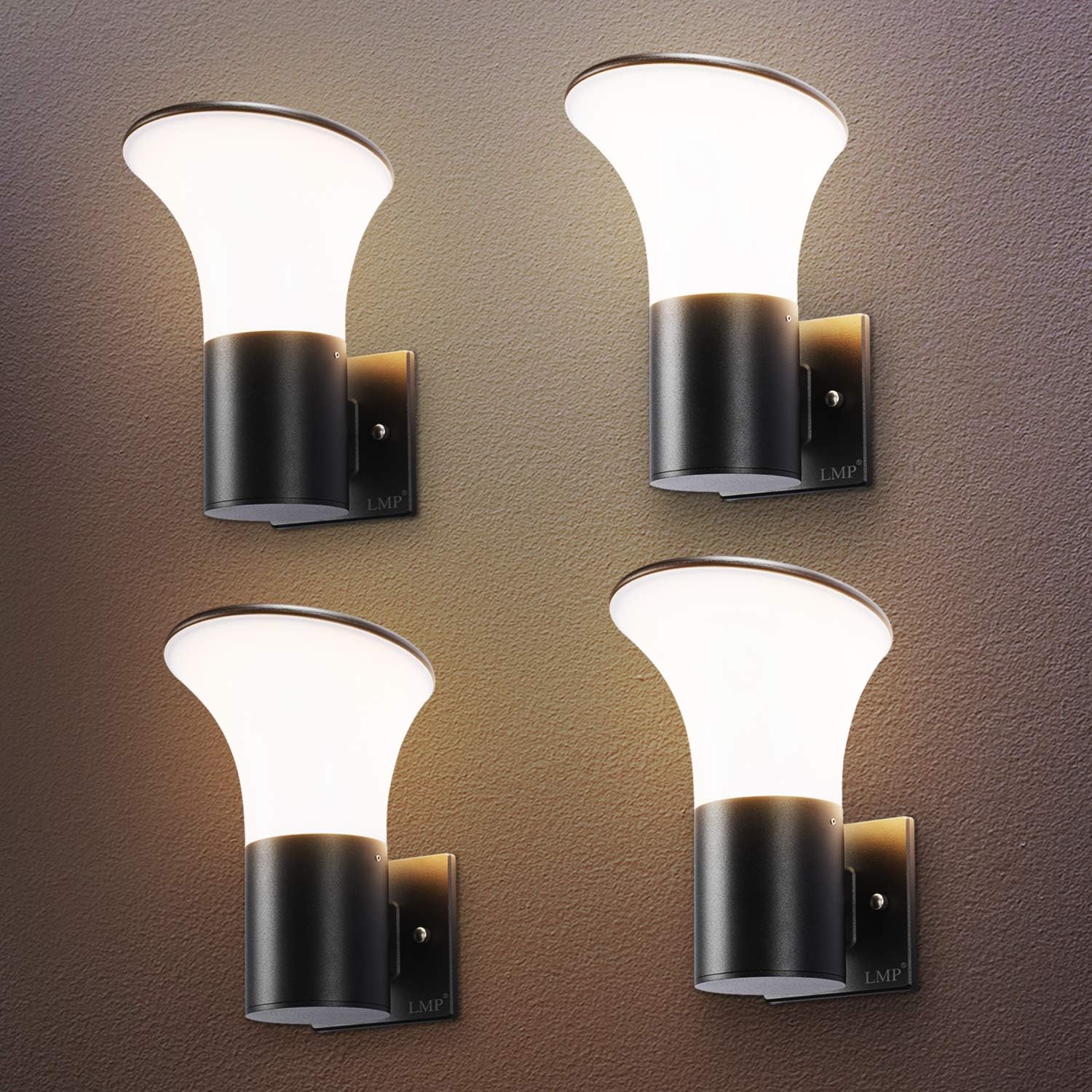 LMP 2 Packs Outdoor Wall Light LED Porch Light, Waterproof and Dust Resistant Light Fixtures Finishing with Aluminum, 3500K Wall Lamp for Yard, Patio, Entry, Garage, Garden