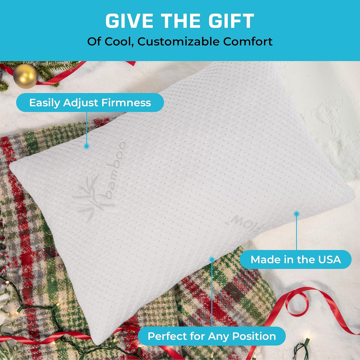 Xtreme Comforts Pillows for Sleeping - GreenGuard Gold Certified Adjustable Standard Memory Foam Pillow for Side, Back & Stomach Sleepers w/ Removable Cooling Zipper Cover - Made in The USA