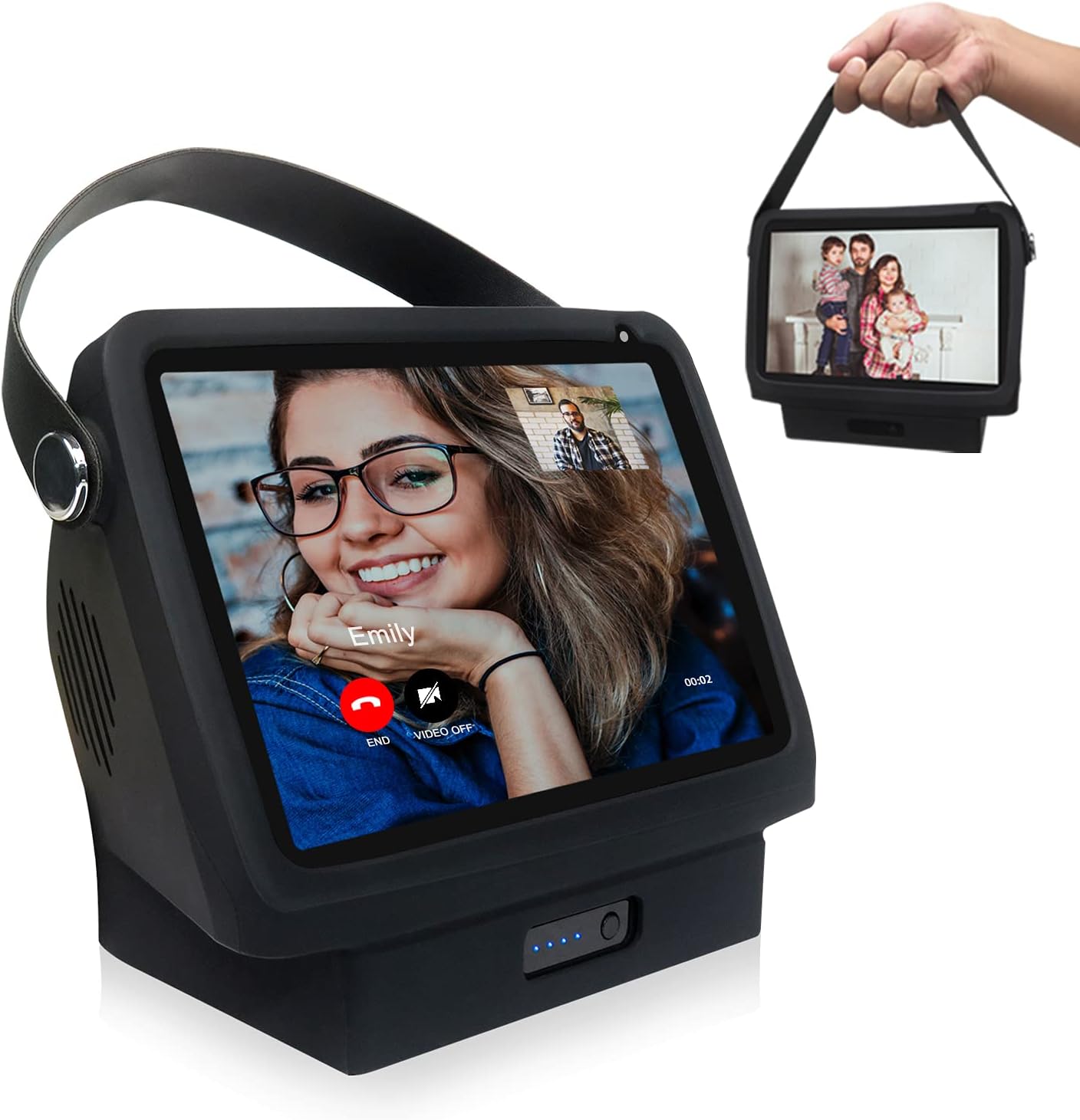 Blanou Battery Base for Show 8 1st Gen, Portable Show 8 1st Charger, 15600mAh, 9.5 Hours Work Time Protector with Handle，Black Pack of 2