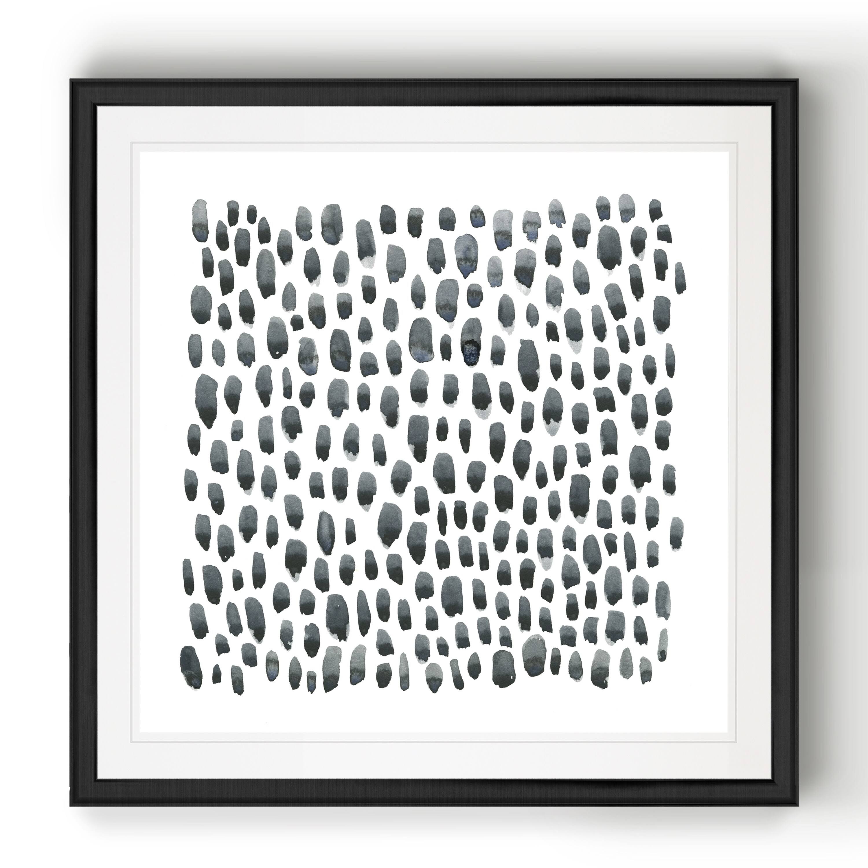 Blue Grey Tessera II -Black Framed Print - 26 x 26 Silver