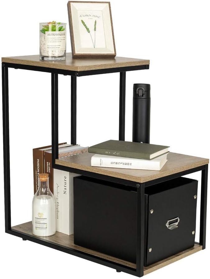 Upgrade Nightstand with Lifting Top, Bedside Desk Height Adjustable Laptop Table with 2 Drawer Storage Cabinet Removable End Table for Bedroom, Home (Black)