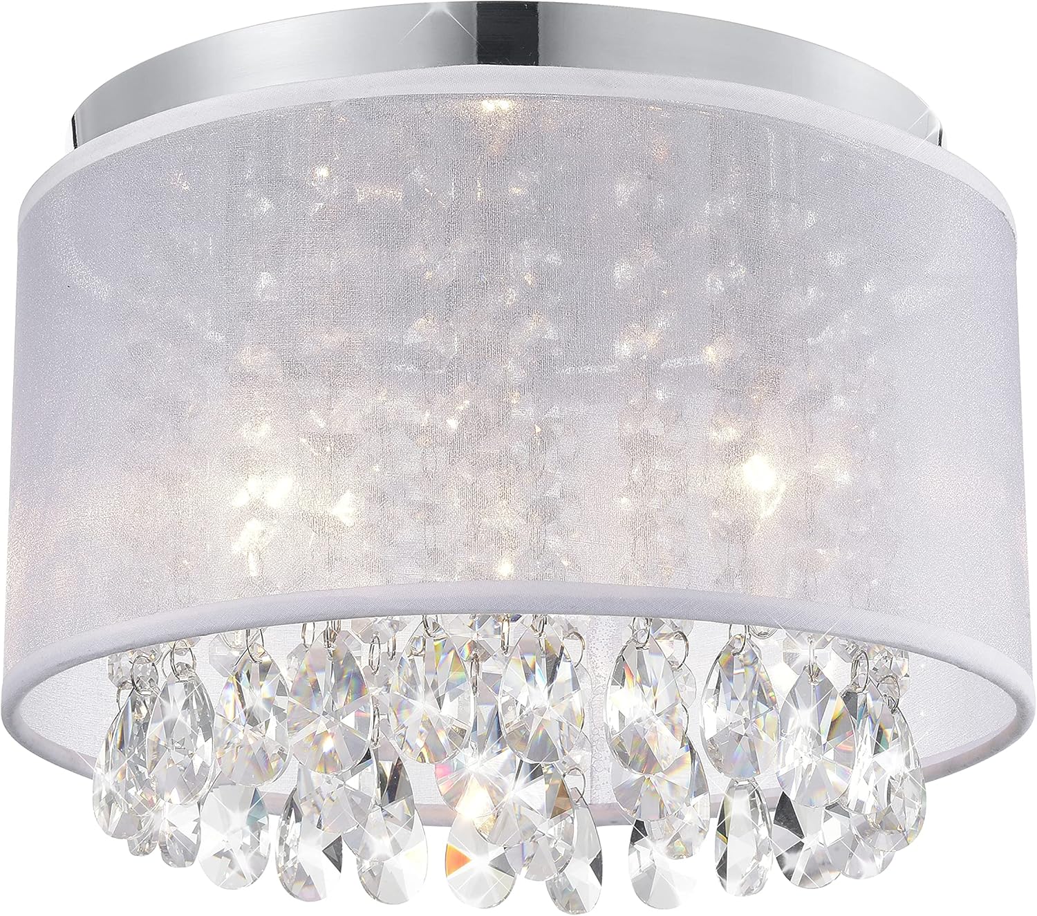 Crystal Chandelier Black Mini Chandeliers Modern Flush Mount Ceiling Light Net Yarn Light Fixtures for Bedroom