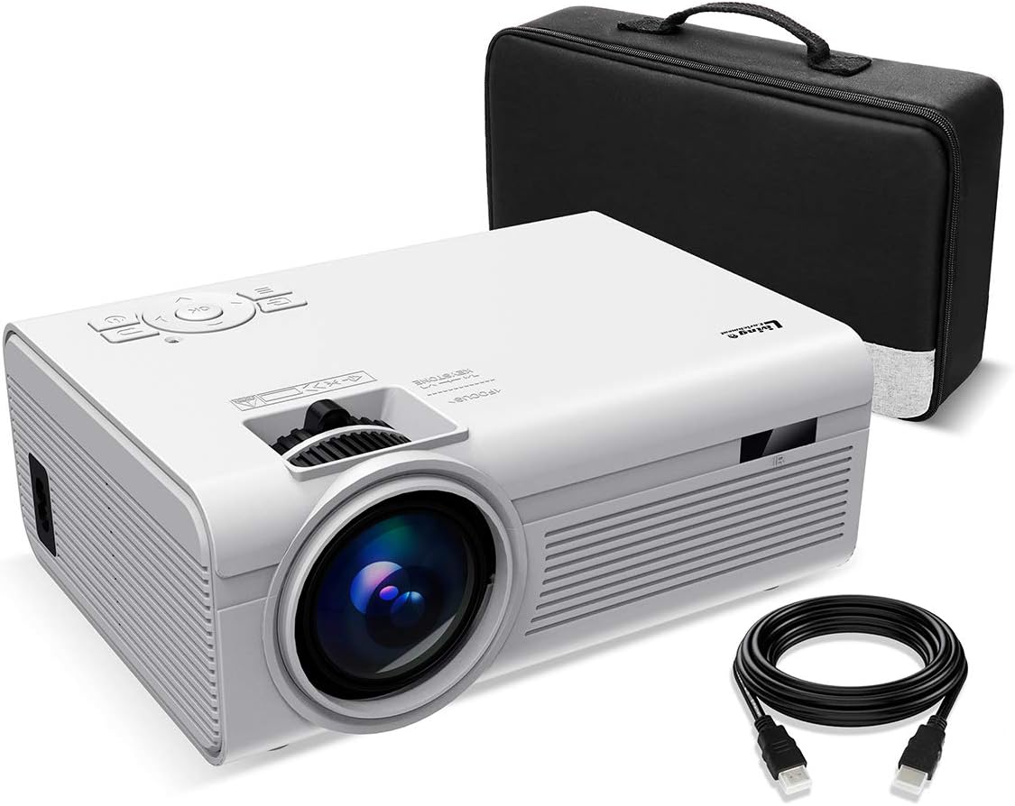 Living Enrichment Mini Projector, Built-in Dual Speaker and Full HD 1080p Movie Video Projector, 50000 Hours Life LED, Compatible with TV Stick, Video Games, HDMI, USB, TF, VGA, AUX, AV Pack of 2