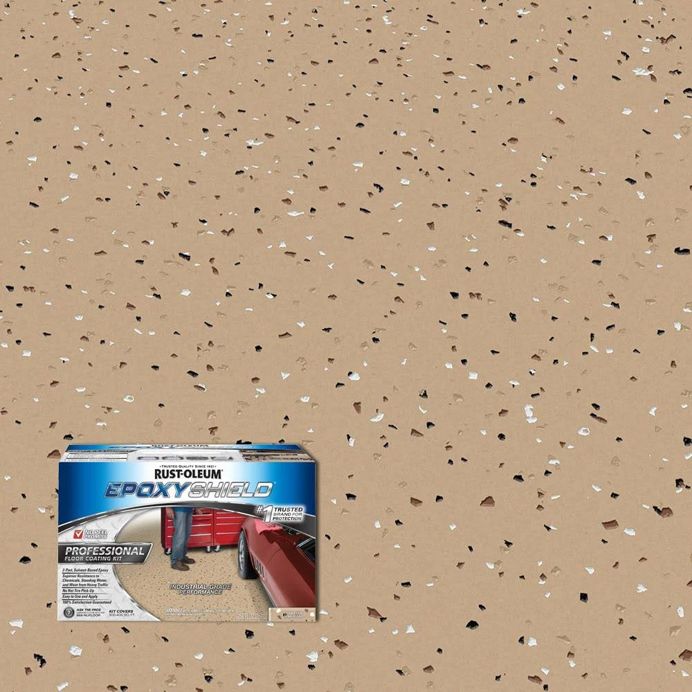 Rust-Oleum Epoxyshield 2 gal. Dunes Tan Semi-Gloss Professional Floor Coating Kit (2-Pack) 238466