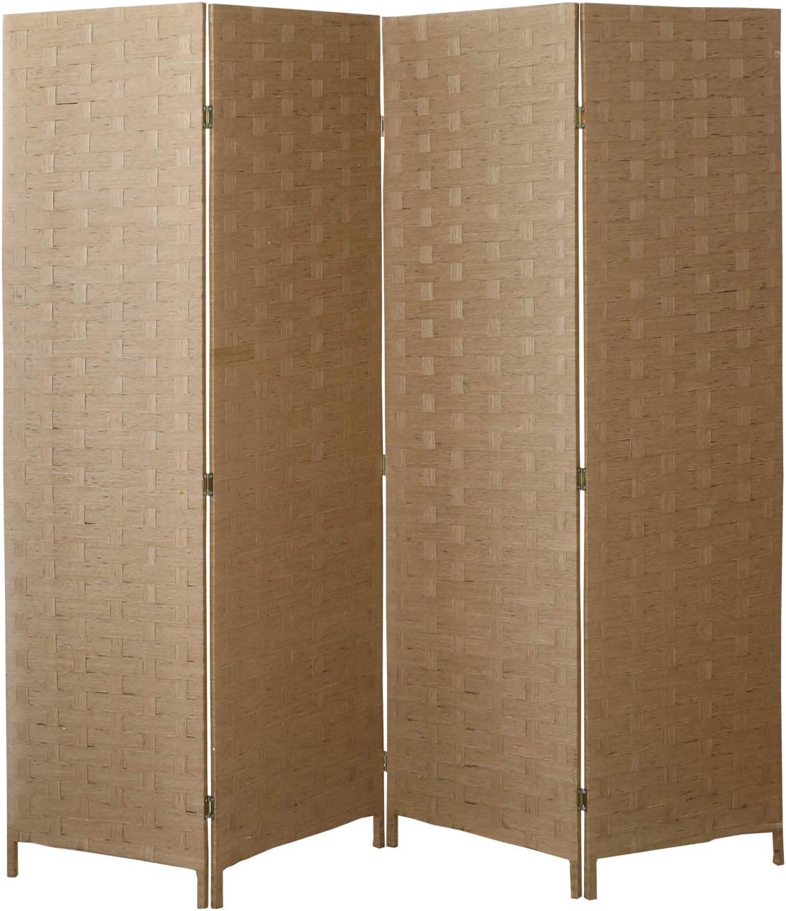 Room Divider and Folding Privacy Screen, Wall Divider with Dual Sides Weaved, 6 Panel Room Screen Divider Separator, Tall Foldable Panel Partition, Extra Wide Panel Screen, Black Privacy Wall Screen