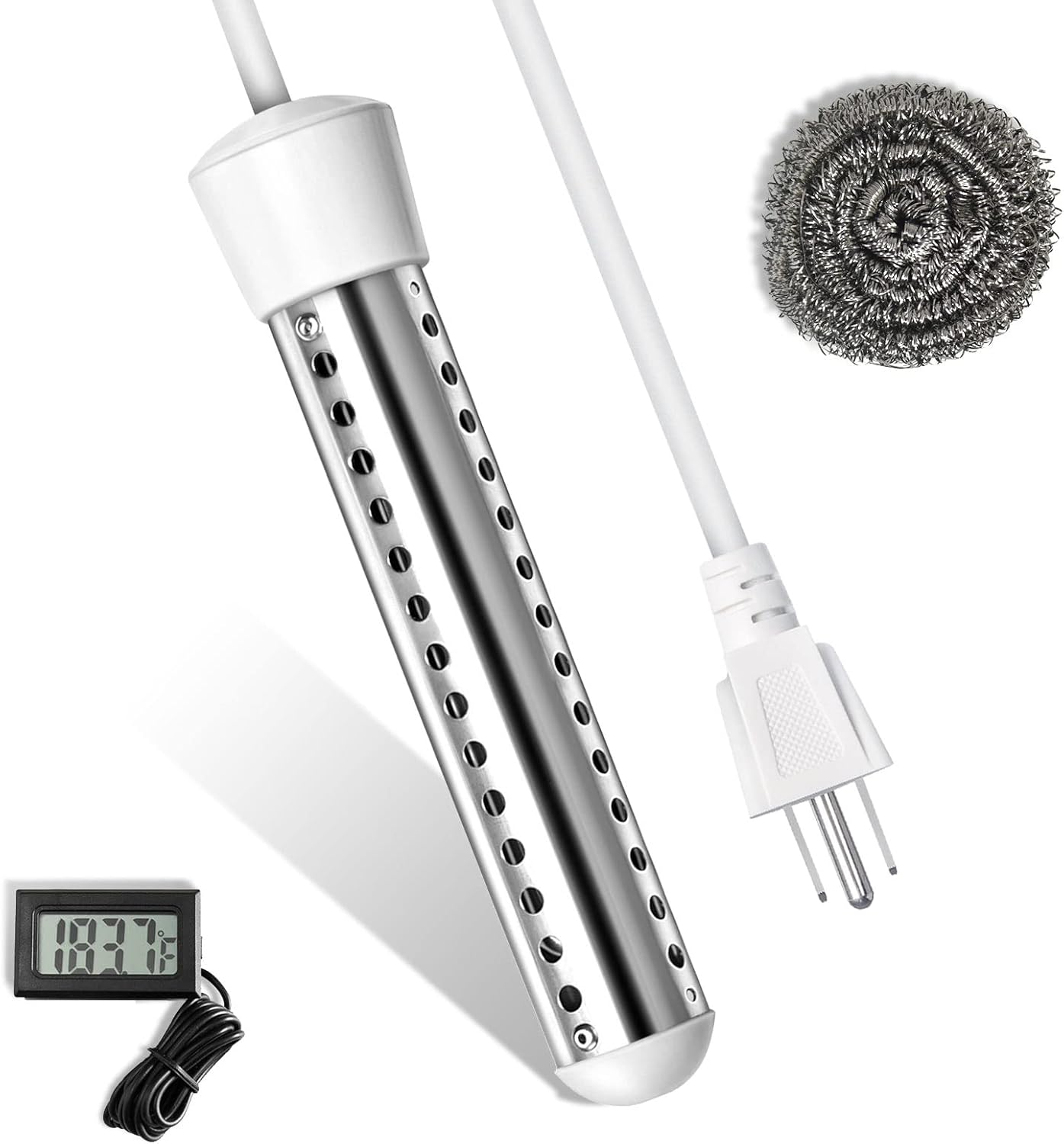 Soundfair Immersion Water Heater for Boiling Bathtub Water, Heavy Duty Submersible Bucket Water Heater with Metal Guard Cover to Heat 5 Gallons of Water in Minutes - U.S. Version Pack of 2