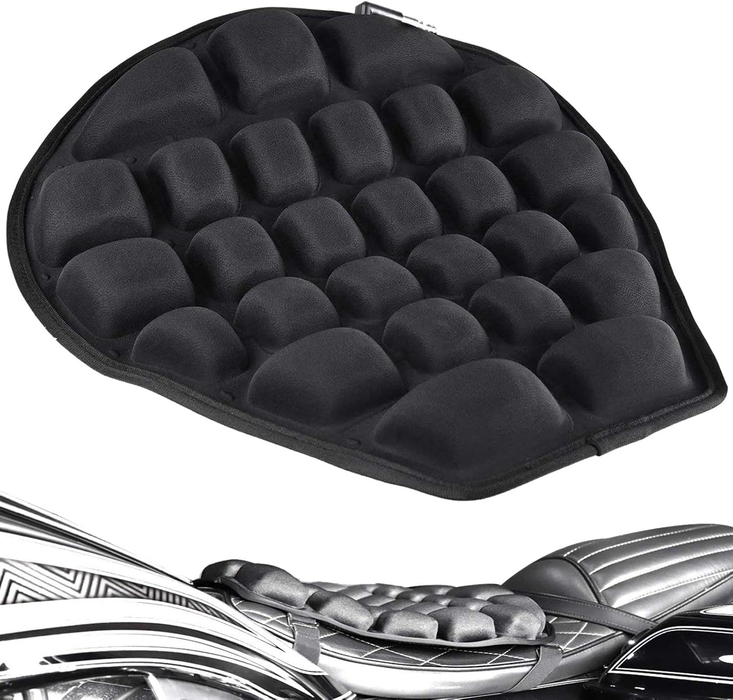 HOMMIESAFE 2 Pack Air Motorcycle Seat Cushion Water Fillable Cooling Down Seat Pad,Pressure Relief Ride Motorcycle Air Cushion Large for Cruiser Touring Saddles