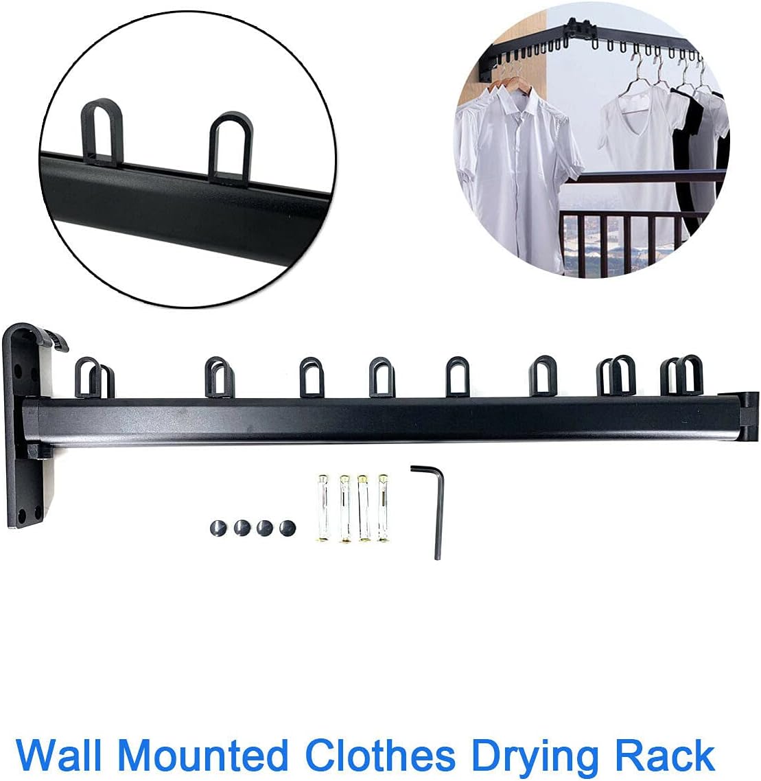 CYJZWOH Wall Mounted Folding Clothes Hanger, Adjustable Clothes Drying Rack for Balcony Bathroom,Clothes Drying Rack,Wall Mounted Clothes Hanger