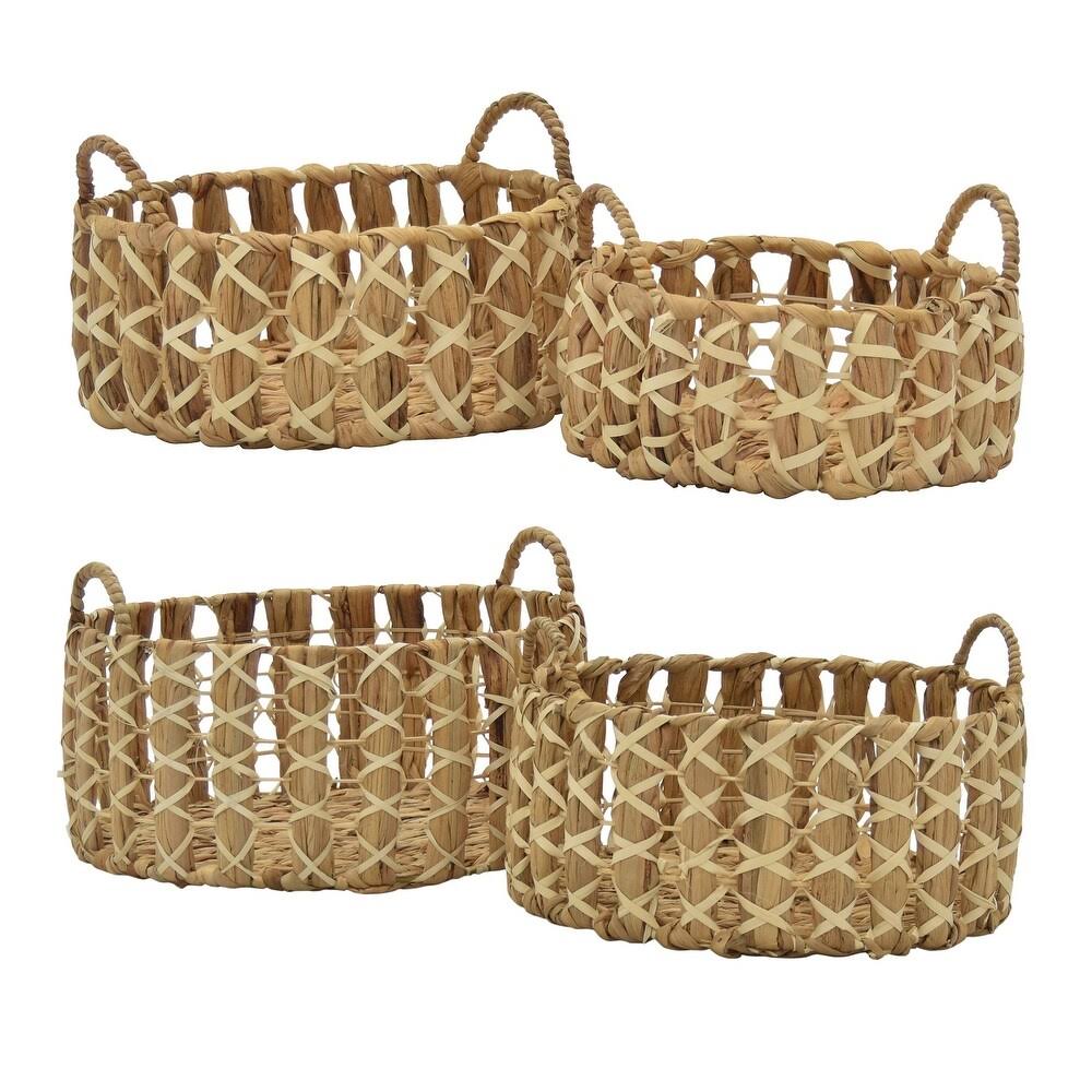 Plutus Brands Waterhyacinth Basket in Brown Natural Fiber Set of 4