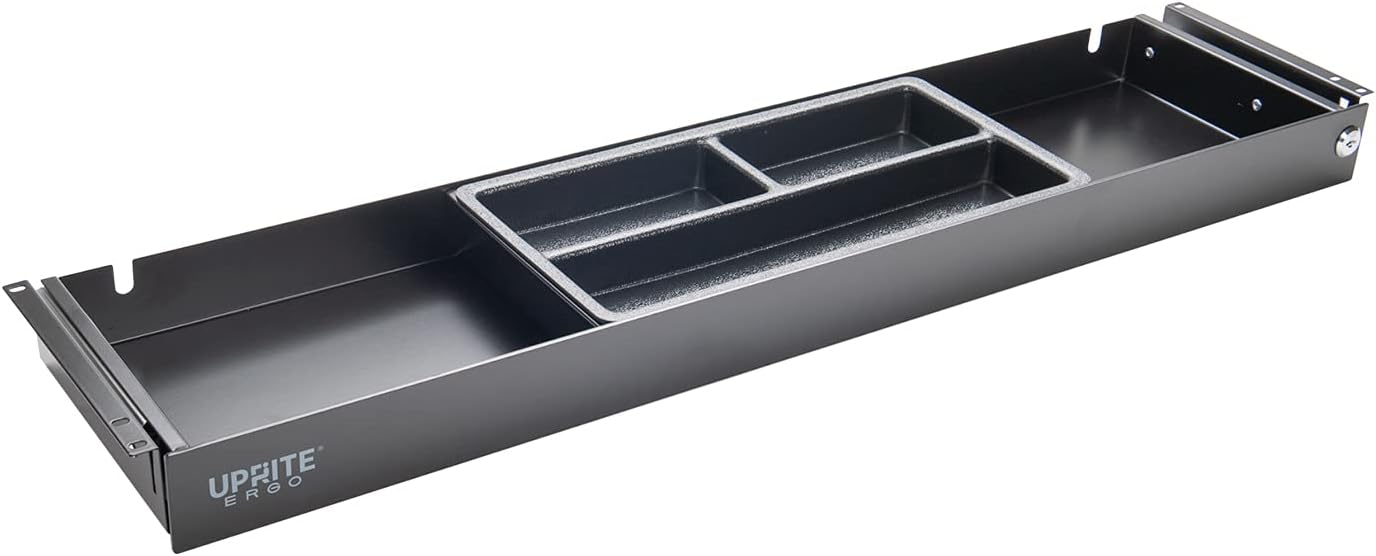 Uprite Ergo Under Desk Long Fit Pen & Pencil Drawer & Slim Organizer for Height Adjustable Desks (Black, 33 x 9.5)