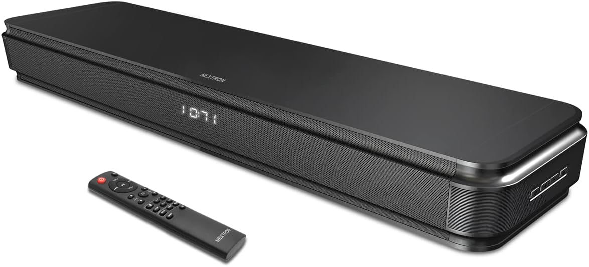 Nextron HT-500 2.1ch Sound Bar for TV with Built-in Subwoofer, TV Speaker Soundbar with Bluetooth and HDMI-ARC Connectivity, Includes Remote Control, Black