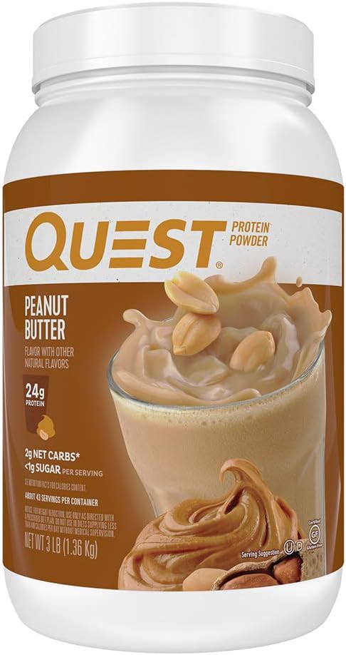 Quest Nutrition Peanut Butter Protein Powder, High Protein, Low Carb, Gluten Free, Soy Free, 48 Ounce (Pack of 1) Pack of 2