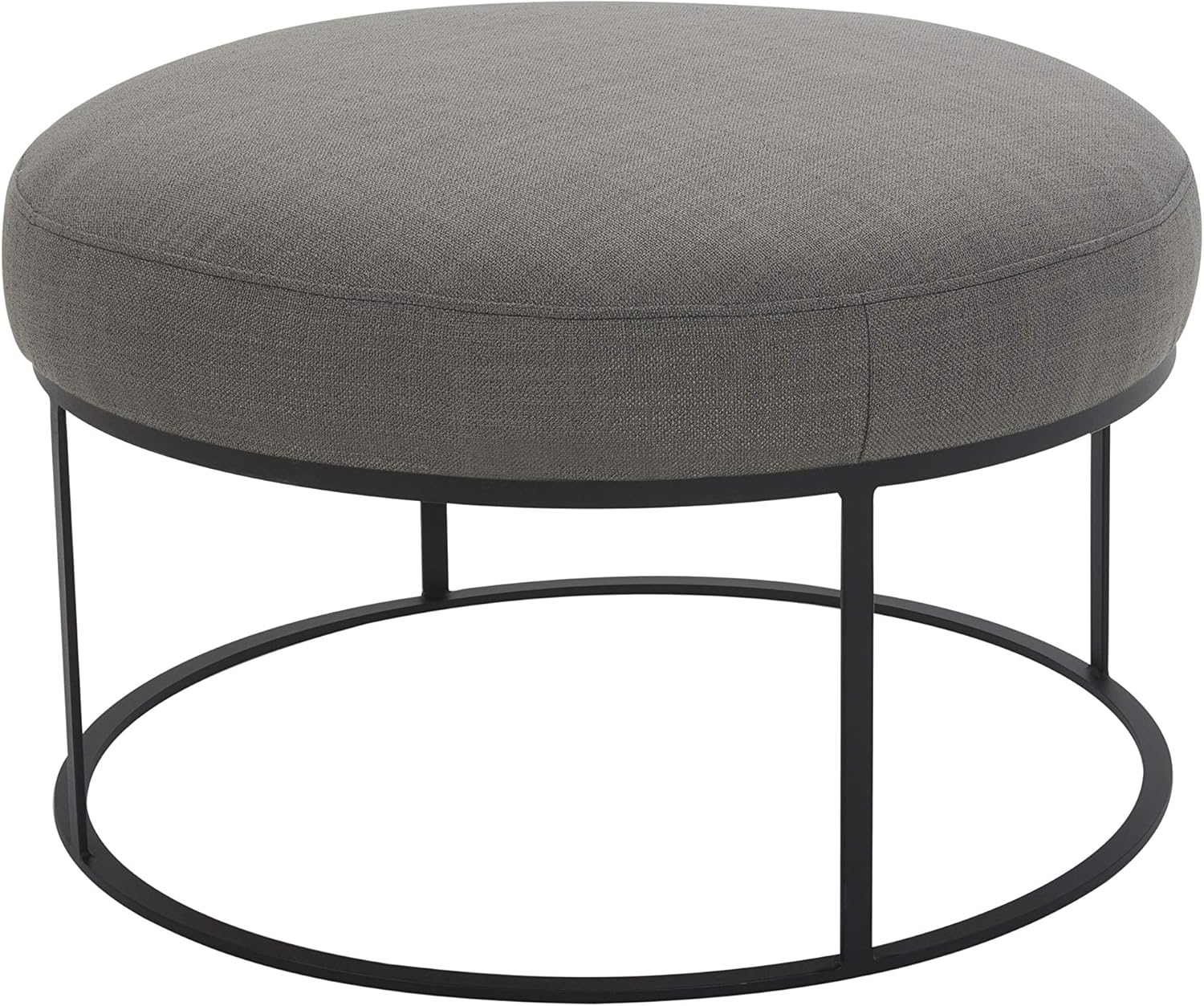 Amazon Brand – Rivet Revere Round Leather Iron-Framed Ottoman, 30.3