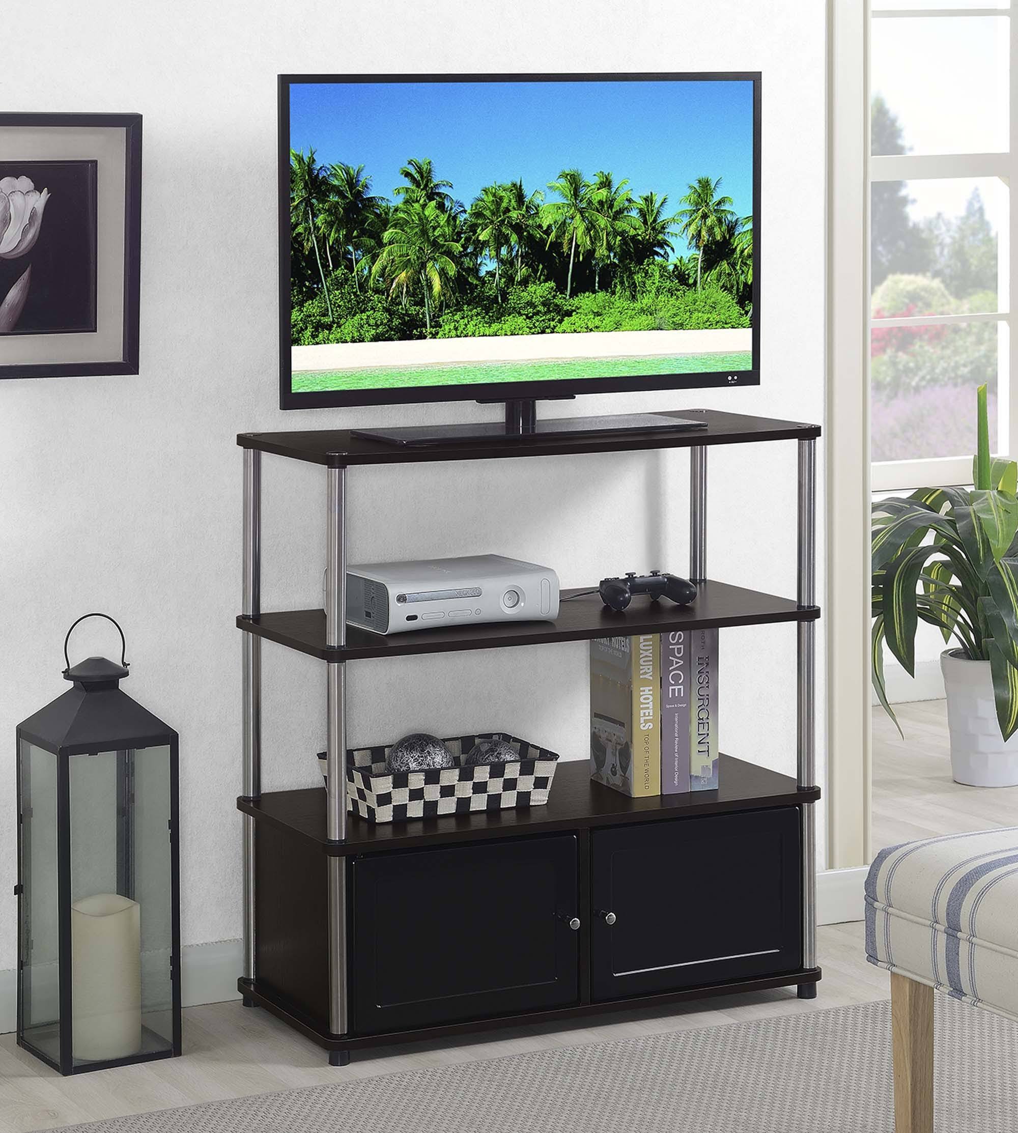 Convenience Concepts Designs2Go Highboy TV Stand, Espresso/Black Doors