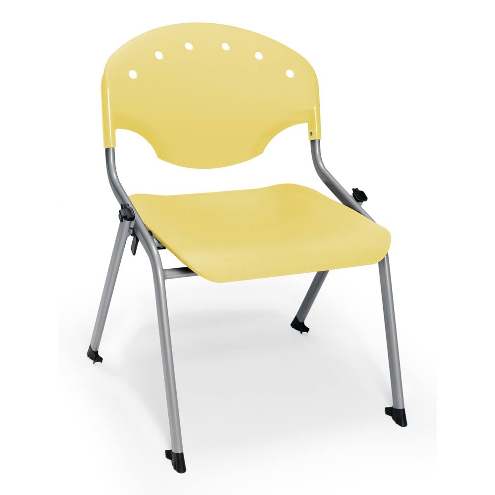 OFM Rico Stacking Chair, Yellow, 30x22 H x 22x22 W x 21x22 D - 4 count