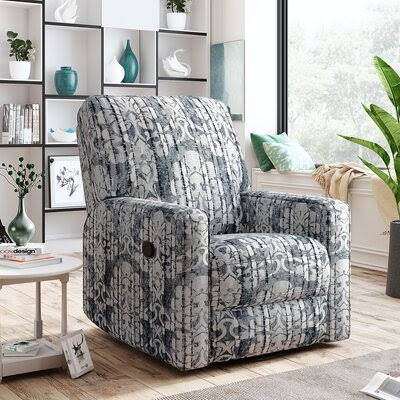 Lochbuie 32.2x22 Wide Manual Standard Recliner Latitude Run Fabric: Gray/Black Microfiber/Microsuede