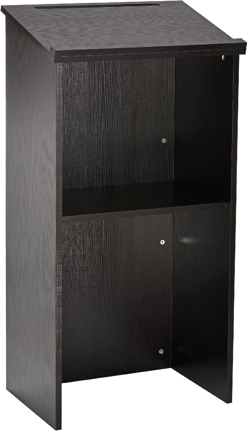 Adir Stand up, Floor-Standing Podium, Lectern with Adjustable Shelf and Pen/Pencil Tray (Black)