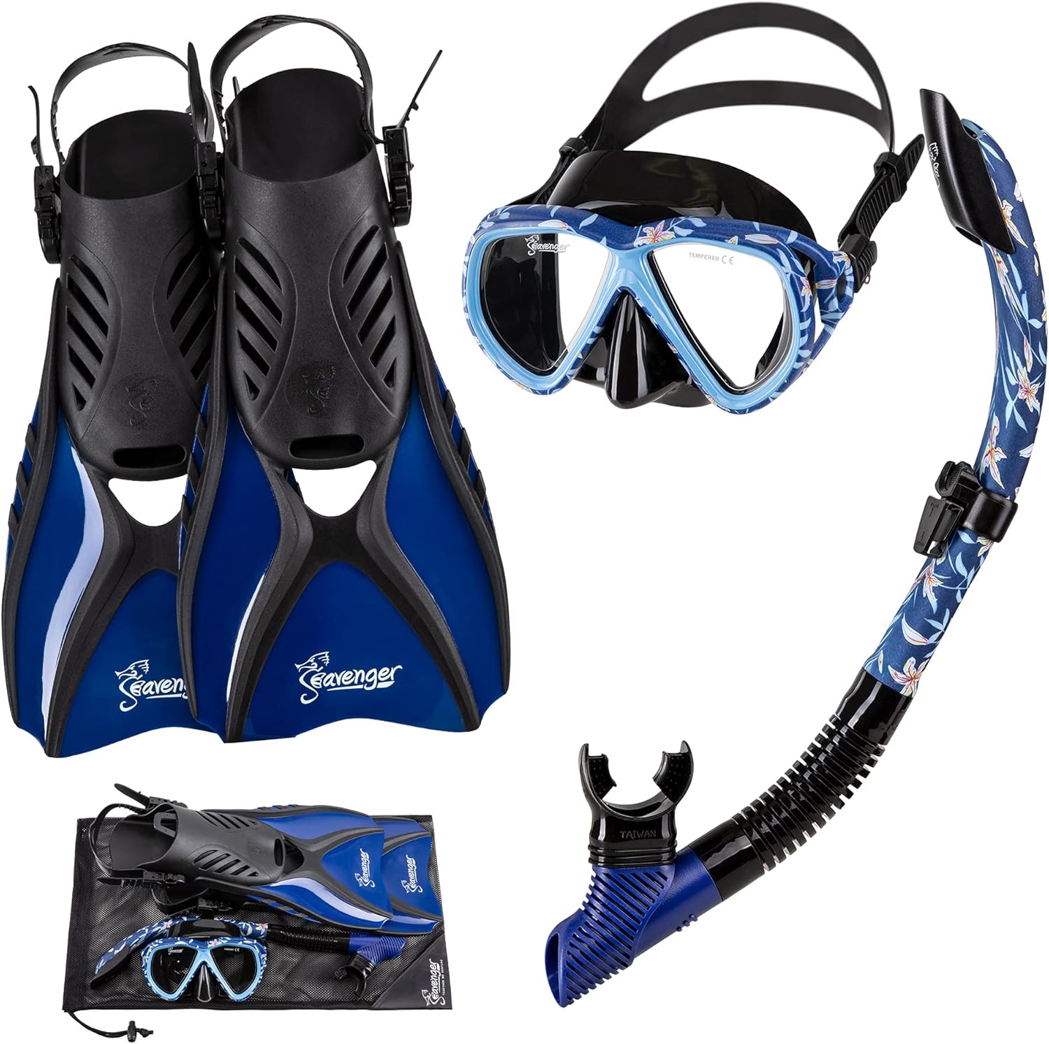 Seavenger Hanalei Anti-Fog 4-Piece Snorkeling Set Pack of 2