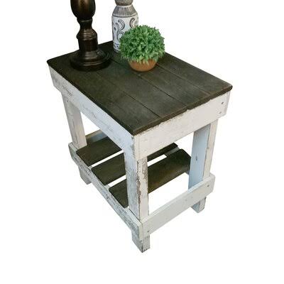 Louissaint Solid Wood End Table with Storage Gracie Oaks Table Top Color: Gray, Table Base Color: White