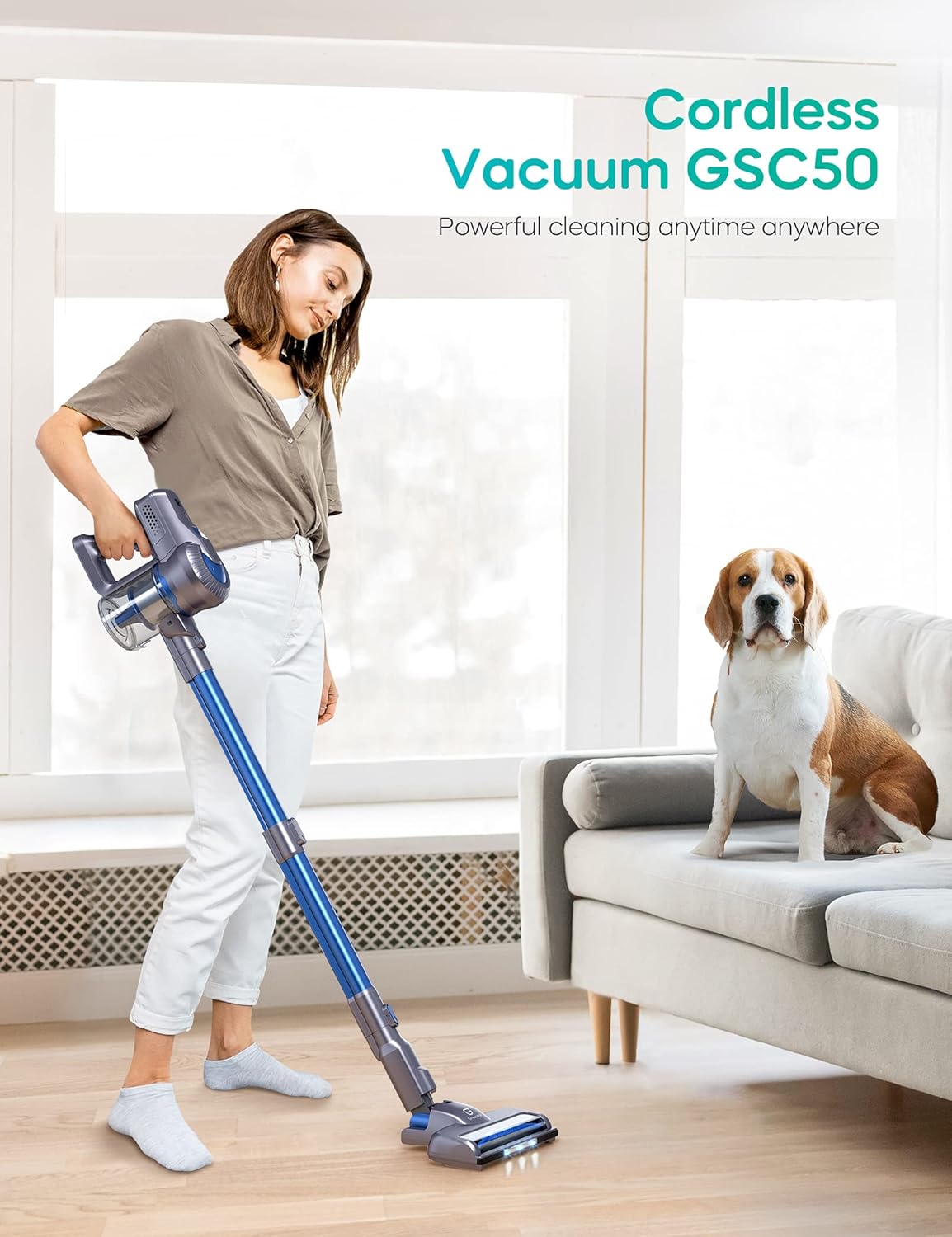 Greenote Cordless Vacuum Cleaner, 23000PA Stick Vacuum 4 in 1, 200W with Dual Digital Motor LED Headlights, 35 Mins Runtime, Handheld Lightweight Vacuum for Home Hard Floor Carpet Pet Car