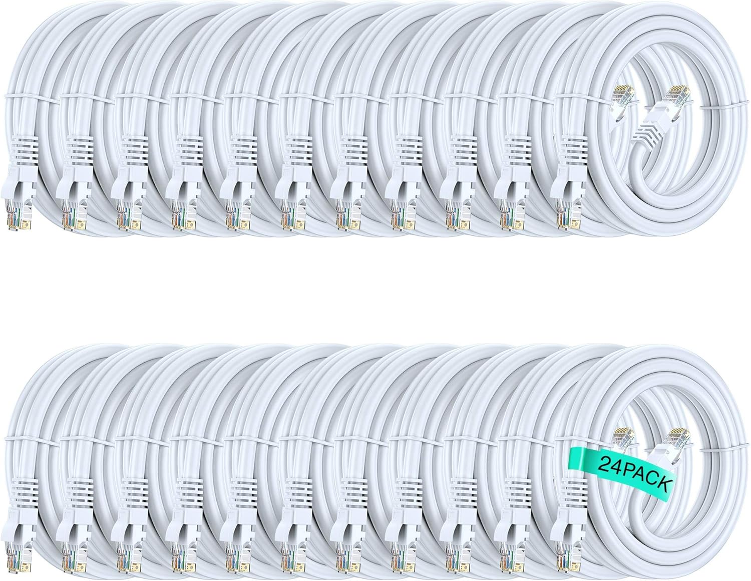 Maximm Ethernet Cable 15ft Cat 6 Pure Copper, UL Listed, LAN UTP Cat6, RJ45 Network Internet Cable - 15 feet Black (24 Pack)