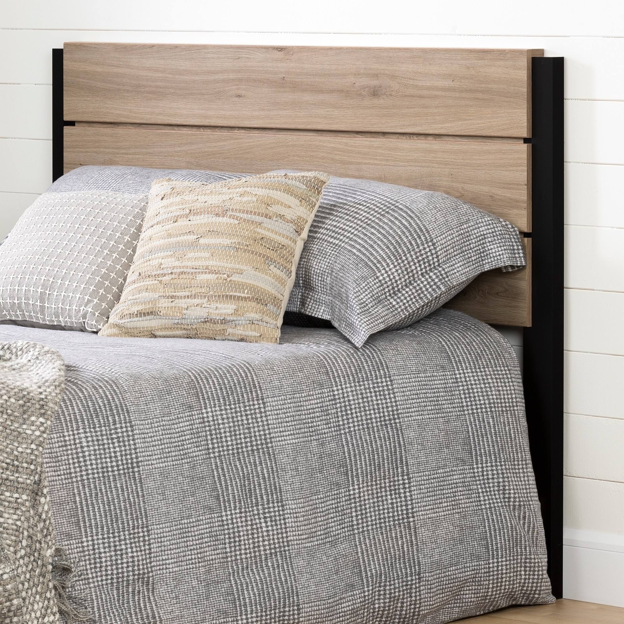 South Shore 11827 Induzy Industrial Headboard, Rustic Oak/Matte Black