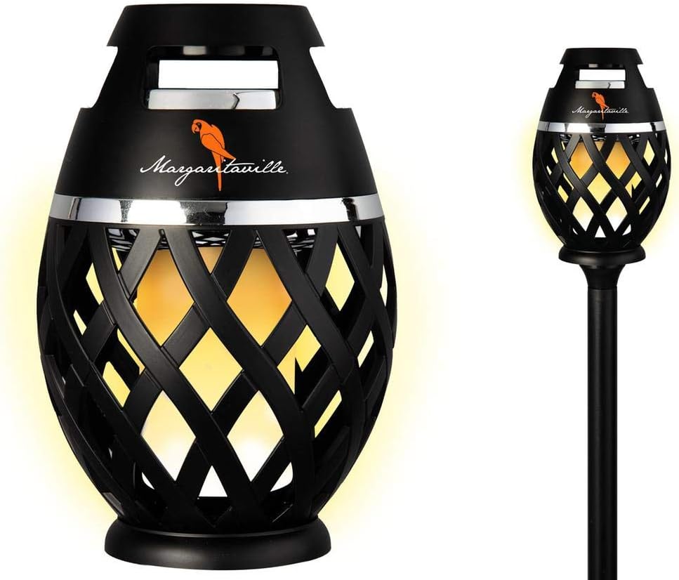 Two Pack Margaritaville Sounds of Paradise Outdoor Tiki Torch Bluetooth Light-Up Speaker- LED Lanterns/Lamp. Outside Patio Lights, Lantern Portable Bluetooth Tiki Torch Stereo Speakers w/Pole