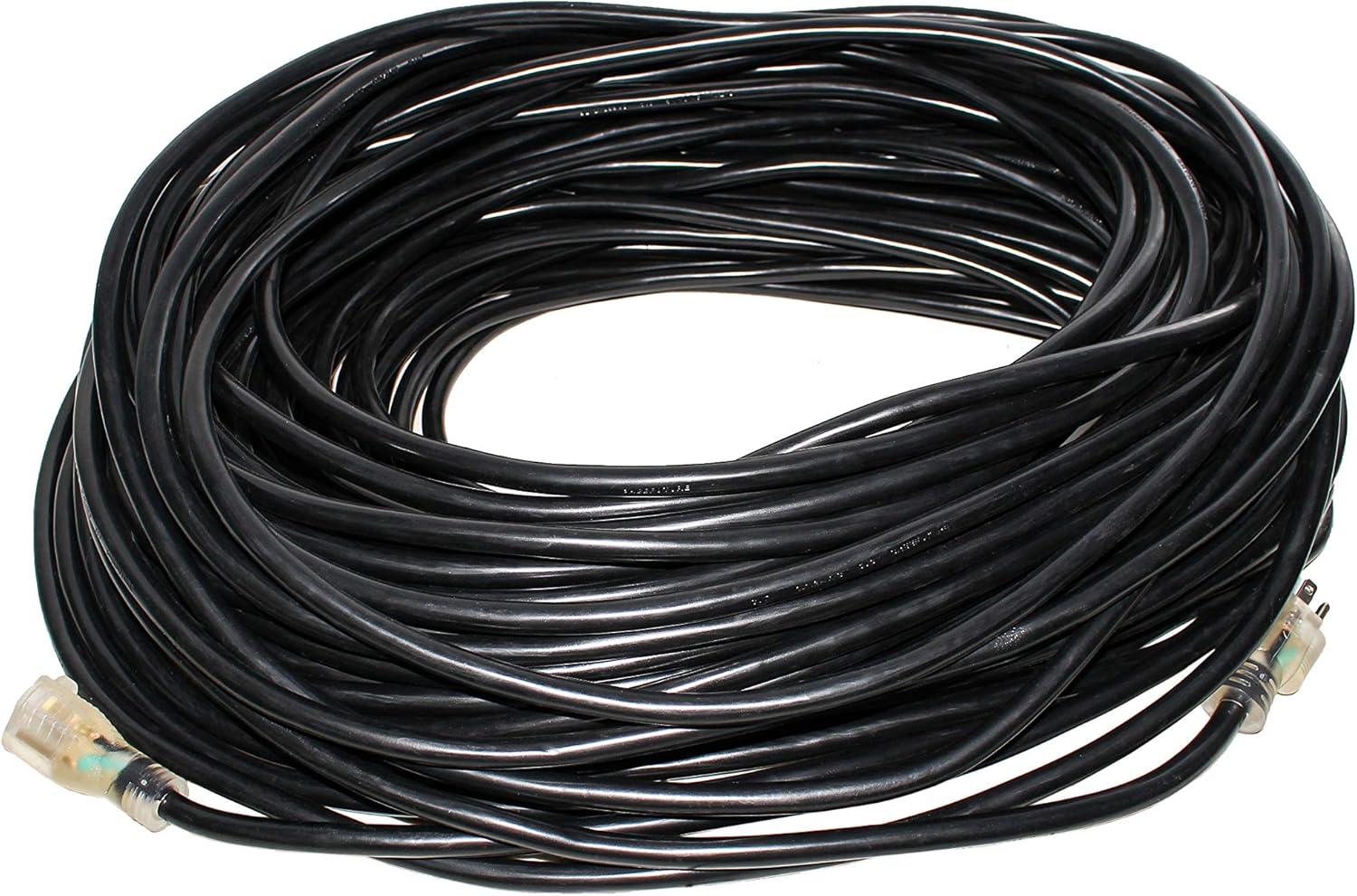 (2-Pack) - 200 ft Extension Cord 10/3 SJTW with Lighted end - Black - Indoor / Outdoor Heavy Duty Extra Durability 10 AMP 125 Volts 1250 Watts by LifeSupplyUSA