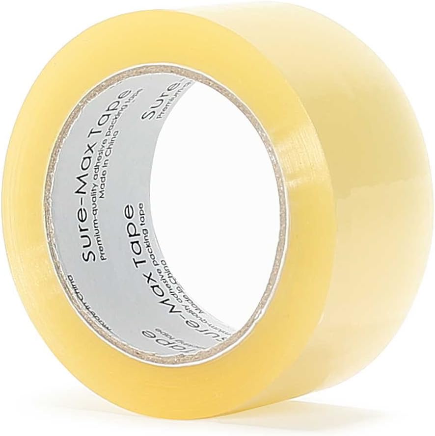 Sure-Max Premium Carton Packing Tape 2.0 mil 330 Feet (110 Yards) - Clear - 4 Cases (144 Rolls Total)
