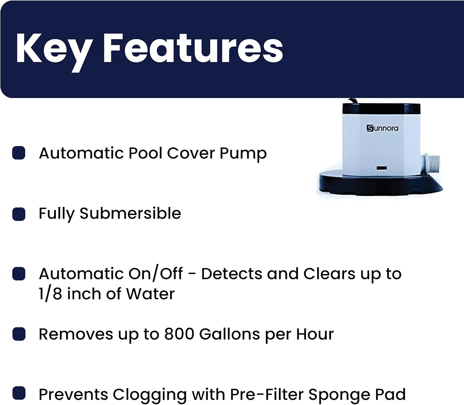 Sunnora Cover Pump, 800 GPH Automatic Pack of 2