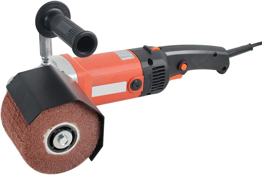 LOLICUTE Burnishing Polishing Machine Electric 1400W Wire Drawing Machine with Burnishing Wheels for Metal and Stainless Steel Polishing