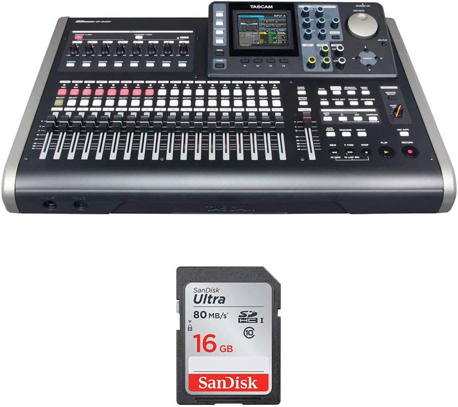 Tascam DP-24SD 24-Track Digital Portastudio Bundle with 16GB Memory Card