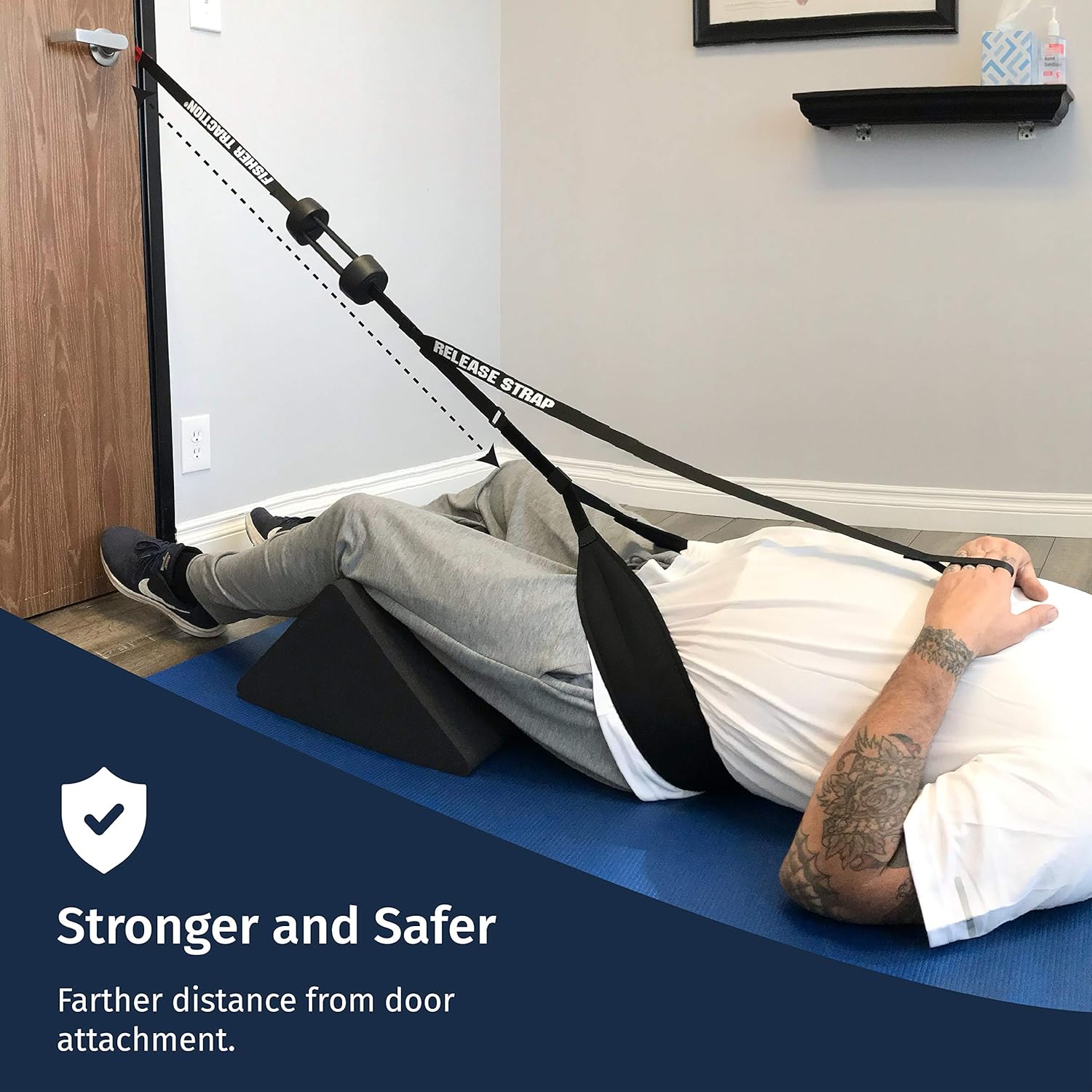 Fisher Traction Back Traction Device for Back Pain Relief, Posture Therapy Corrector, Door Traction Device for Spine Decompression and Joint Stretching, Portable Lumbar Therapy, for People 230 lbs+