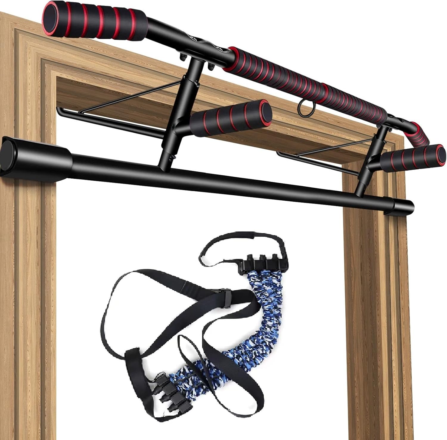 Foldable Pull Up Bar for Doorway, No Screw Chin Up Bar for Home Workout Training Equipment for Men, Ergonomic Design Hand Bar with Anti-slip NBR Foam, Fits Most of Doors Pack of 2