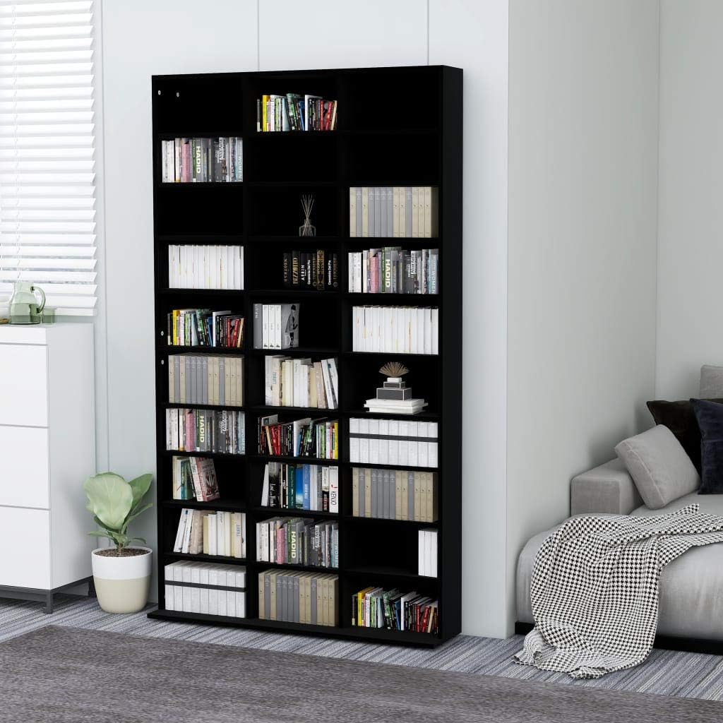 Keyur Media Cabinet, Media Storage Tower Cube Storage Shelf CD Cabinet Black 40.6