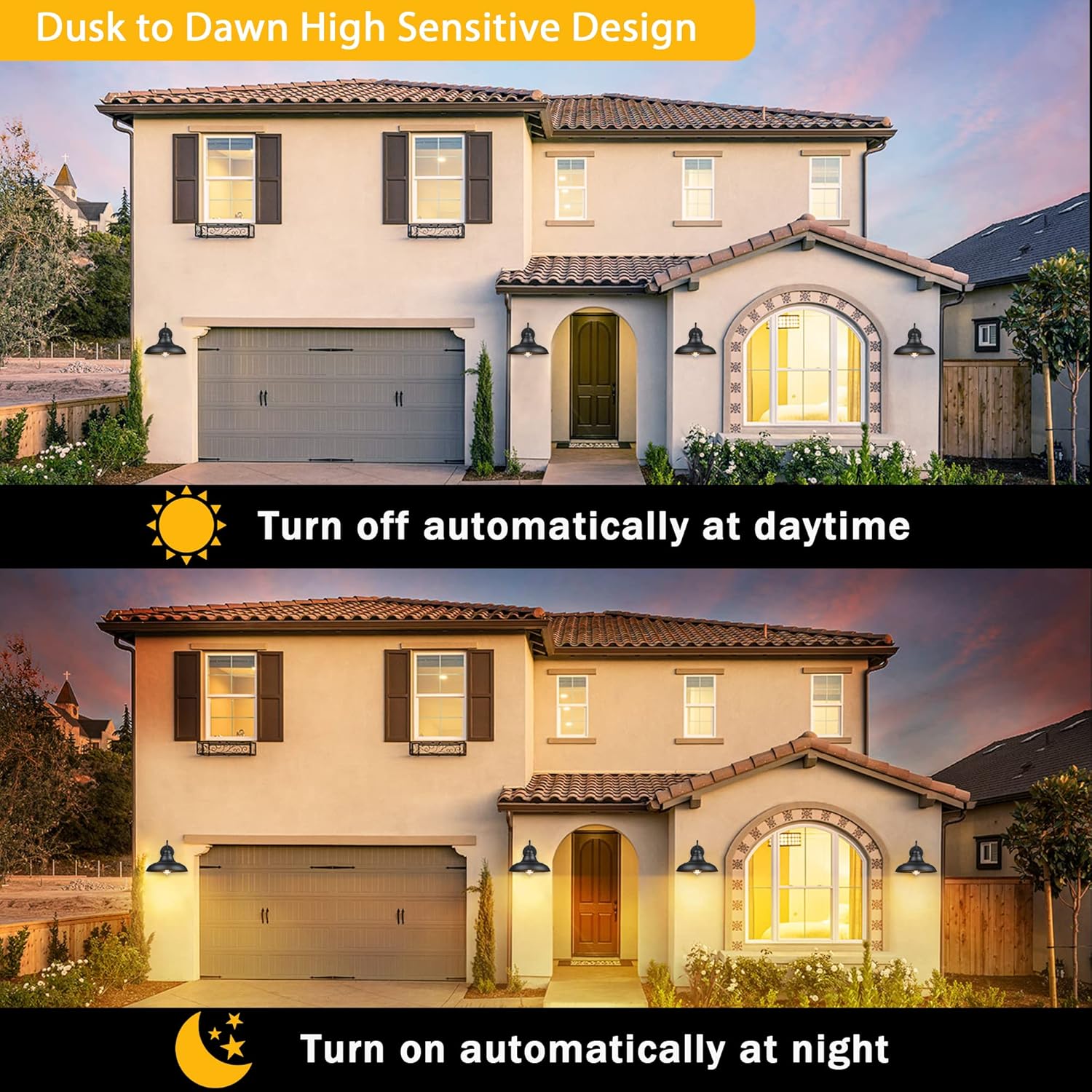 PTRWOROA Dusk to Dawn Outdoor Wall Sconces Farmhouse Barn Light Outdoor Wall Lights Exterior Wall Lighting Fixture for Porch Entryways ( 2 Pack, 12