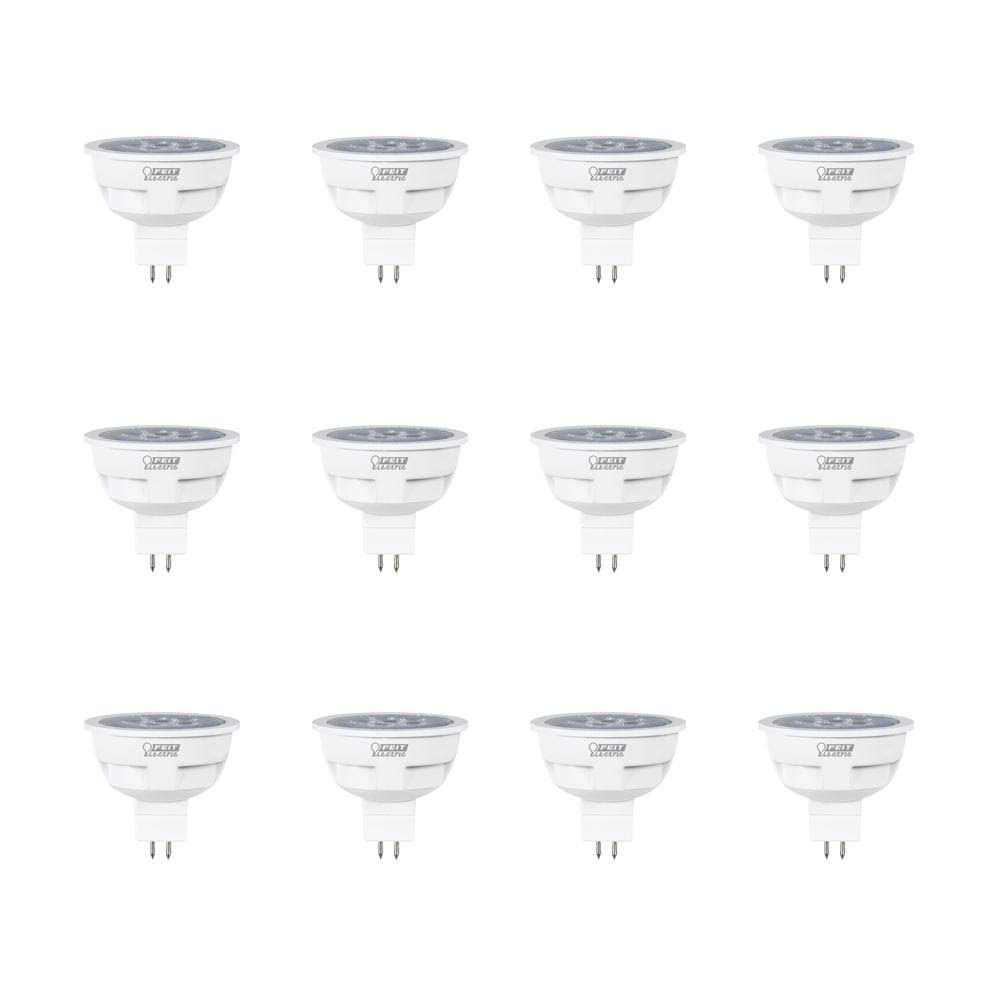 Feit Electric 50-Watt Equivalent MR16 GU5.3 Bi-Pin CEC 12-Volt Landscape Garden LED Light Bulb, Bright White (12-Pack)