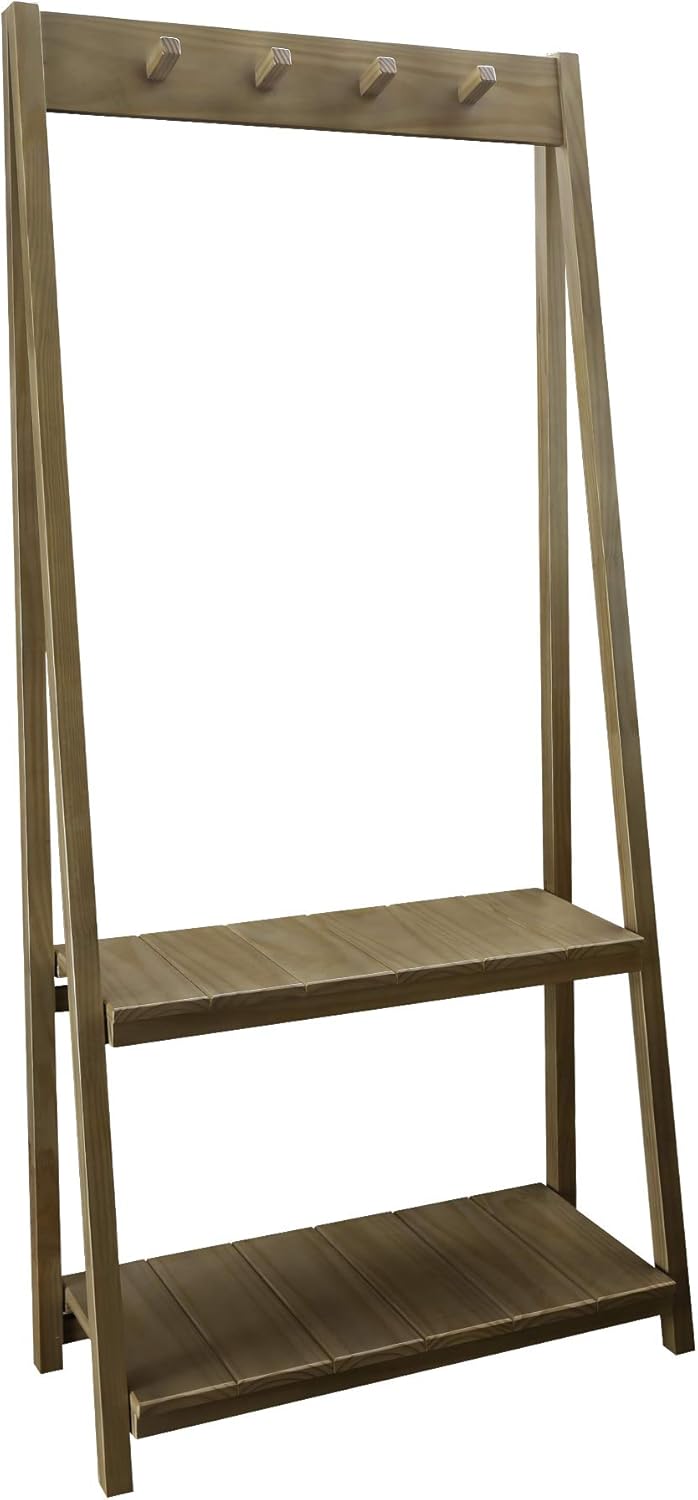 Casual Home Essex Folding Two Shelves-Alpine Gray Coat Rack