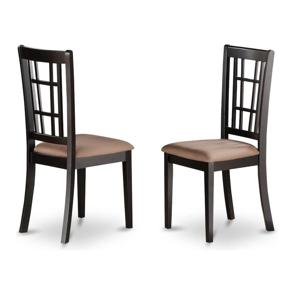 East West Furniture Nicoli Dining Chair with Microfiber Seat (Pack of 2), Black