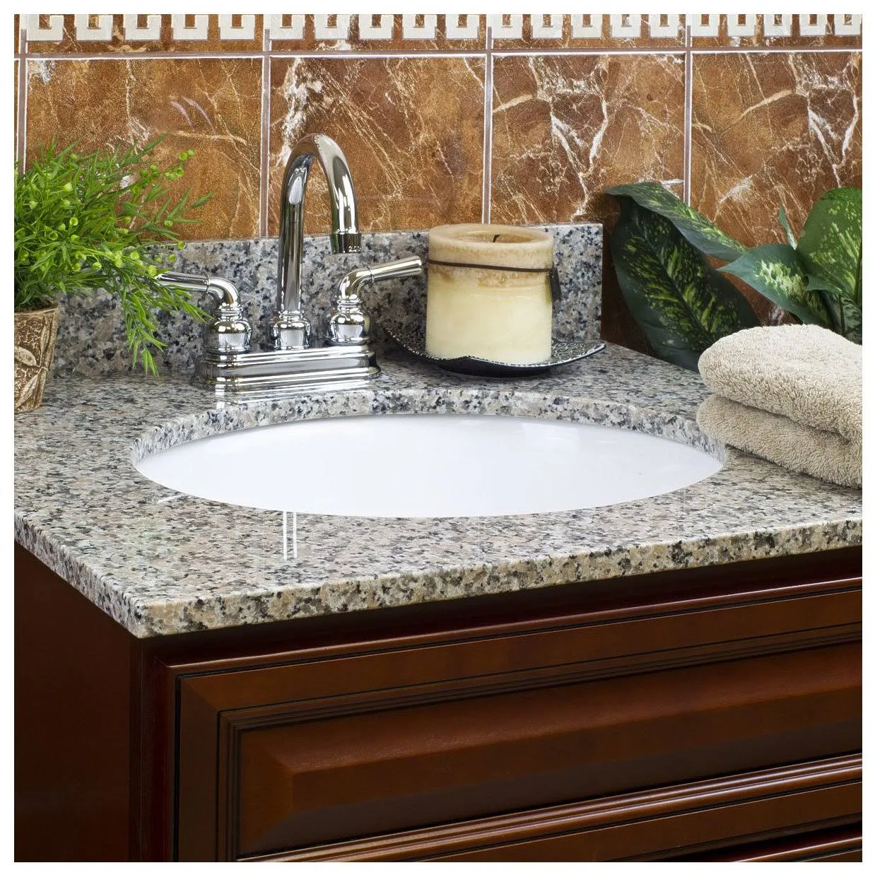 LessCare Horizon Burlywood 25W 22D 4 in. Spread Single Vanity Top with Backsplash LGBU25224