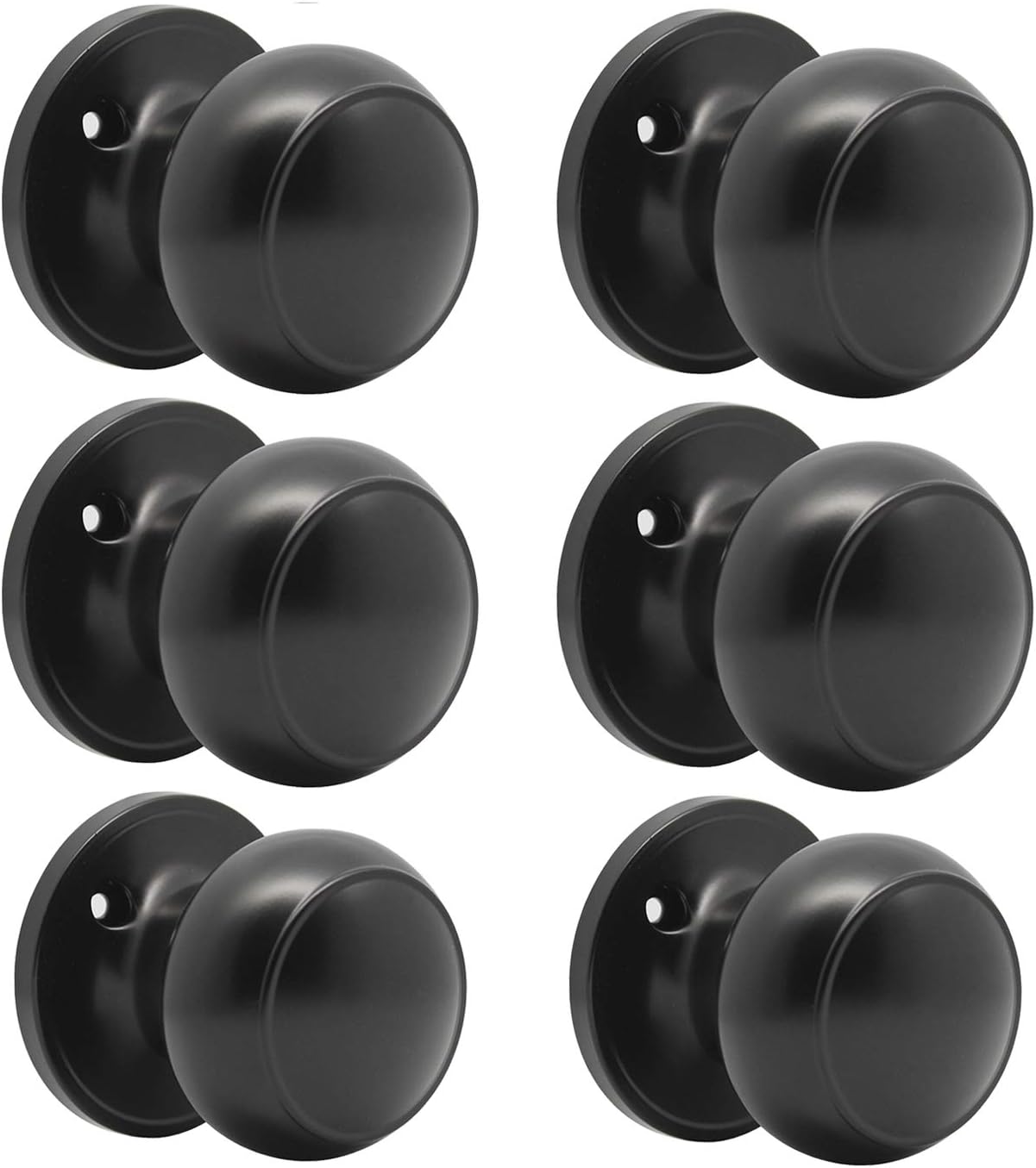 Probrico (6 Pack) Matte Black Privacy Door Knobs Keyless Interior Locks for Bedroom or Bathroom, Modern Flat Ball Keyless Bath/Bed Door Handles Pack of 2